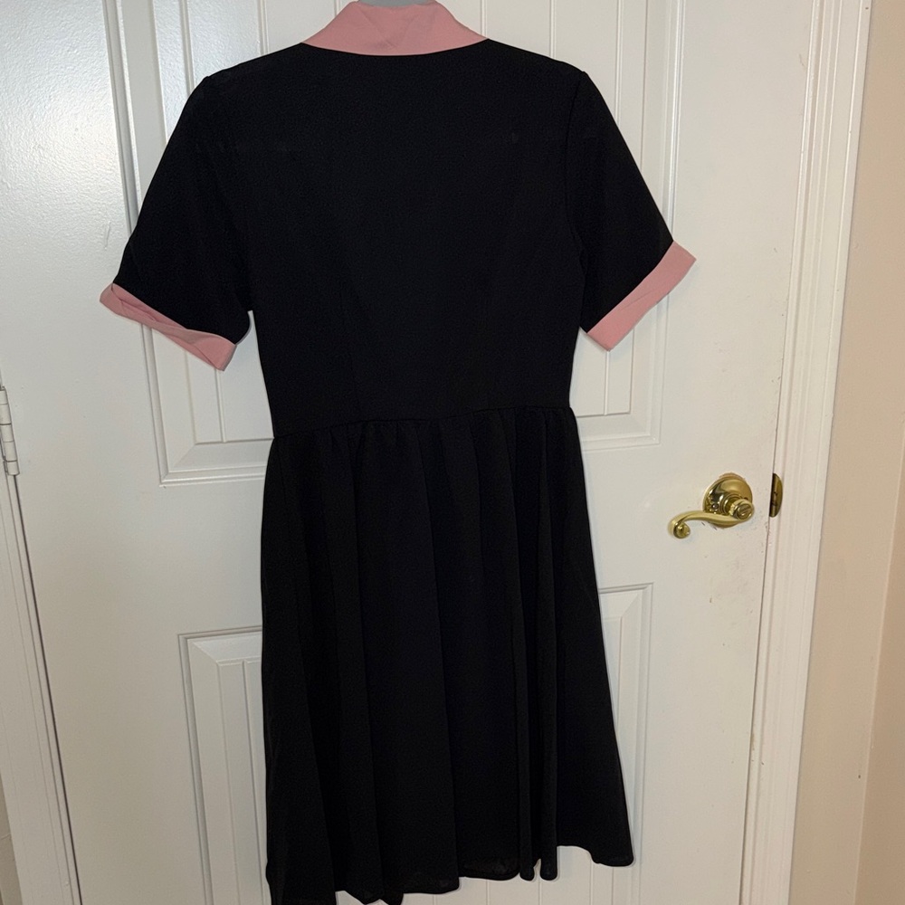 NWOT Elegant Black and Pink Midi Dress - Picture 4 of 7